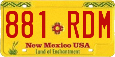 NM license plate 881RDM