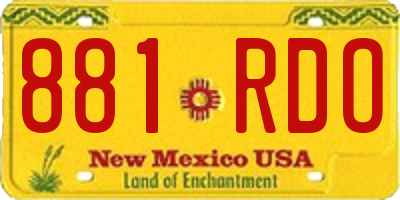 NM license plate 881RDO