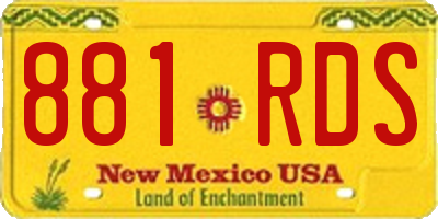 NM license plate 881RDS