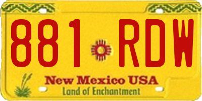 NM license plate 881RDW