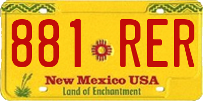 NM license plate 881RER