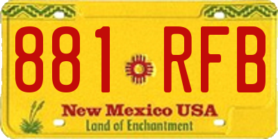 NM license plate 881RFB