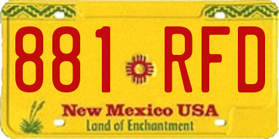 NM license plate 881RFD