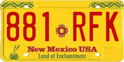 NM license plate 881RFK