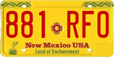 NM license plate 881RFO