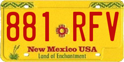 NM license plate 881RFV