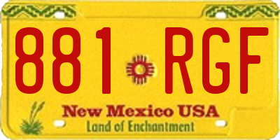 NM license plate 881RGF