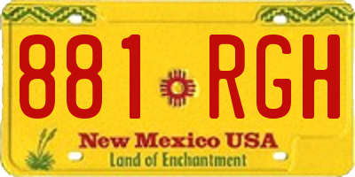 NM license plate 881RGH