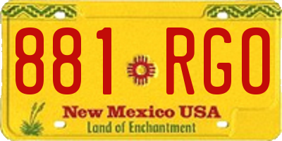 NM license plate 881RGO