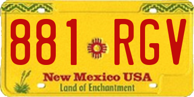 NM license plate 881RGV