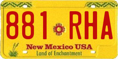 NM license plate 881RHA