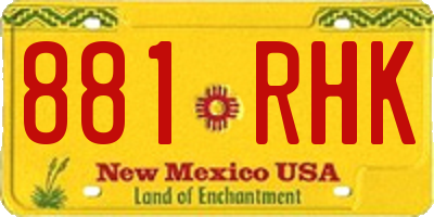 NM license plate 881RHK