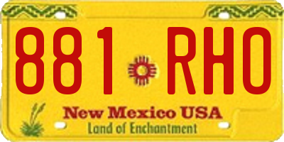 NM license plate 881RHO