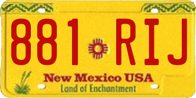 NM license plate 881RIJ