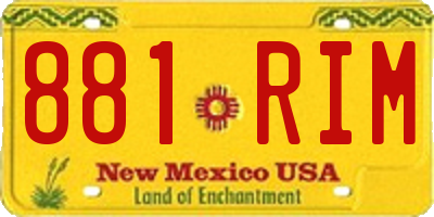 NM license plate 881RIM