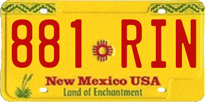 NM license plate 881RIN