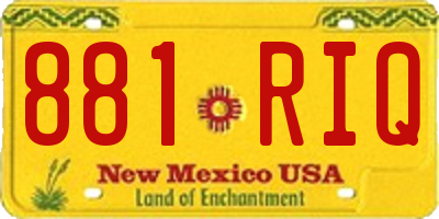 NM license plate 881RIQ