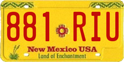 NM license plate 881RIU