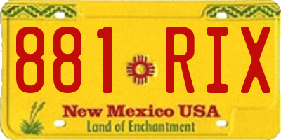 NM license plate 881RIX