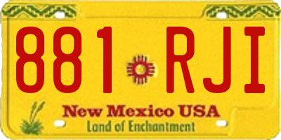 NM license plate 881RJI