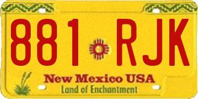 NM license plate 881RJK