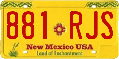NM license plate 881RJS