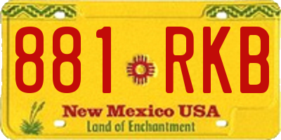 NM license plate 881RKB