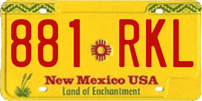 NM license plate 881RKL