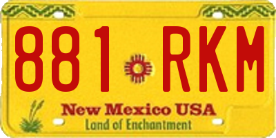NM license plate 881RKM