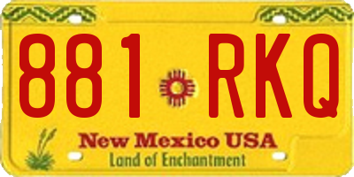 NM license plate 881RKQ