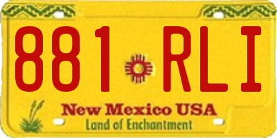NM license plate 881RLI