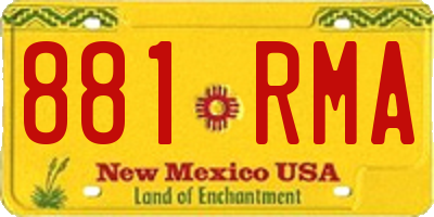 NM license plate 881RMA