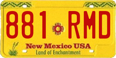 NM license plate 881RMD
