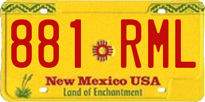 NM license plate 881RML