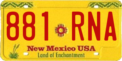 NM license plate 881RNA