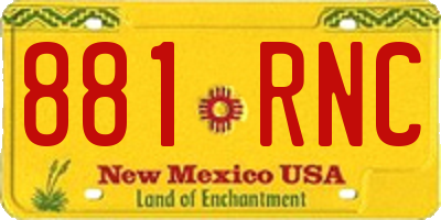 NM license plate 881RNC