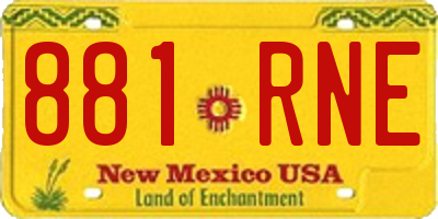 NM license plate 881RNE