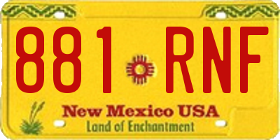 NM license plate 881RNF