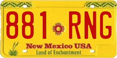NM license plate 881RNG
