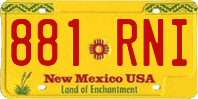 NM license plate 881RNI