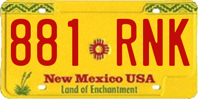 NM license plate 881RNK