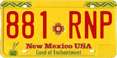 NM license plate 881RNP
