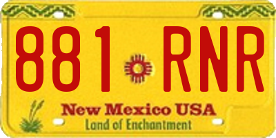 NM license plate 881RNR