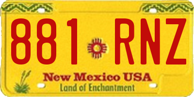 NM license plate 881RNZ