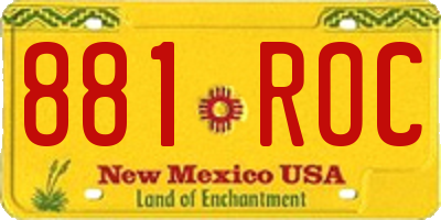 NM license plate 881ROC