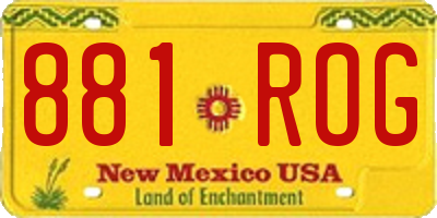 NM license plate 881ROG