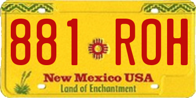 NM license plate 881ROH