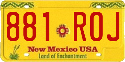 NM license plate 881ROJ
