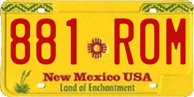 NM license plate 881ROM