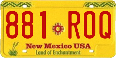 NM license plate 881ROQ